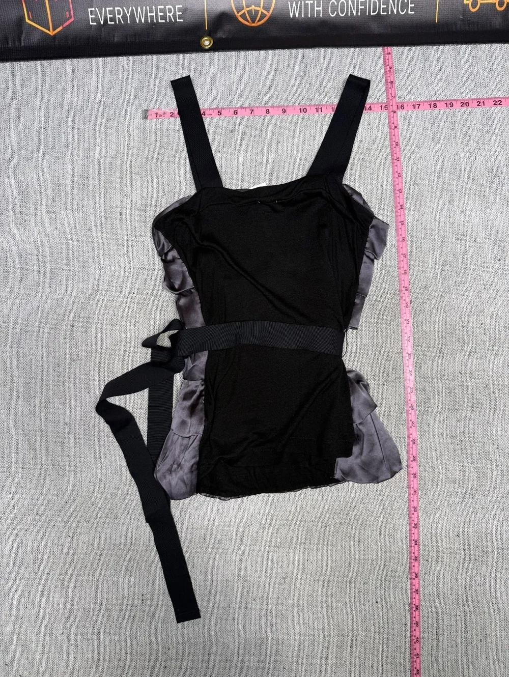 J.Crew Women's Ruffle Satin Blouse w/ Black Straps & Belt M